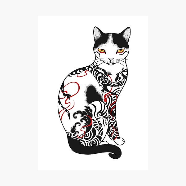Item preview, Cat in battling dragon love mates tattoo designed and sold by runcatrun.