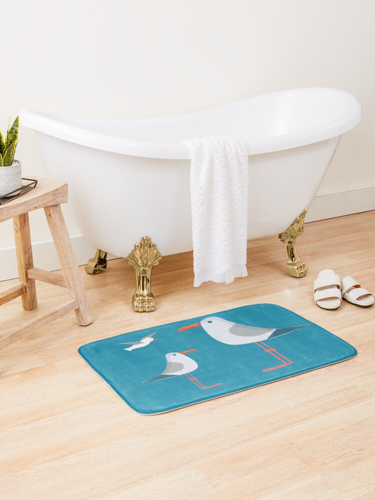 Thumbnail 2 of 6, Bath Mat, Coastal Happiness Ocean designed and sold by limeandcedar.
