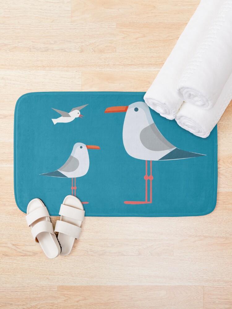 Thumbnail 1 of 6, Bath Mat, Coastal Happiness Ocean designed and sold by limeandcedar.