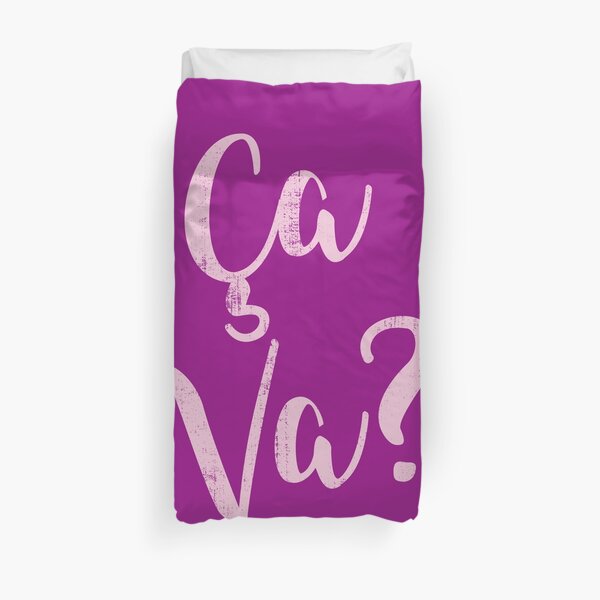 French Quote, France Souvenir, Ca Va? Retro, Distressed Design Duvet Cover