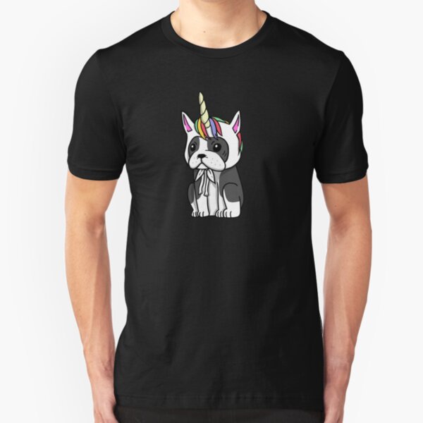 Funny Unicorn Boston Terrier Slim Fit T-Shirt