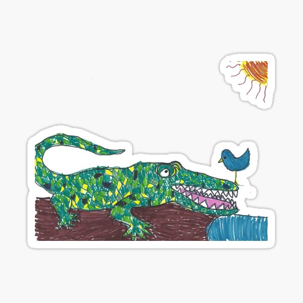 The Funny Alligator and the Bird Sticker