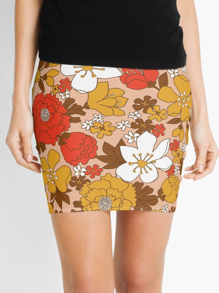retro floral pencil skirt
