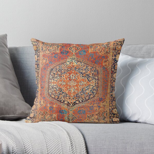 17th Century Turkish Carpet Print Throw Pillow