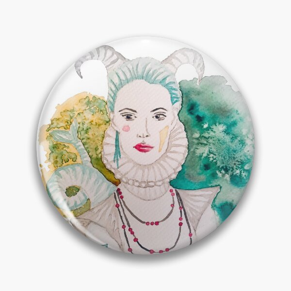 Item preview, Capricorn zodiac watercolor woman portrait in emerald green and yellow hues designed and sold by artsome-design.