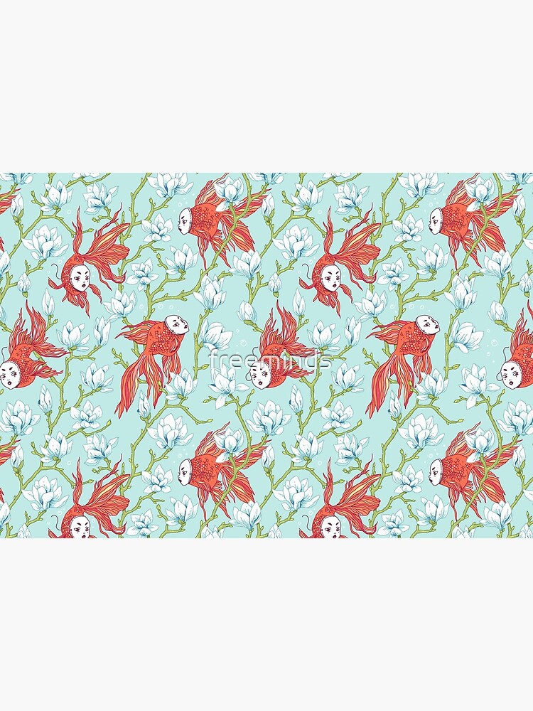 Goldfish, Mask and Magnolia Pattern by freeminds