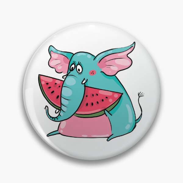 Item preview, Funny Cute Blue Elephant Eating Watermelon designed and sold by AnastasiaDesign.