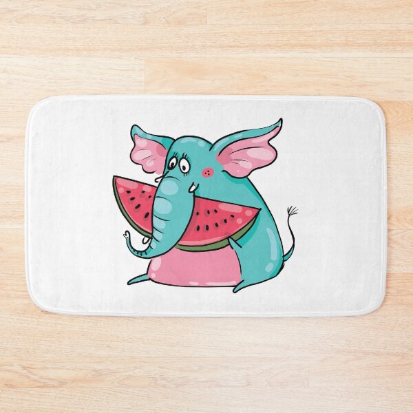 Item preview, Funny Cute Blue Elephant Eating Watermelon designed and sold by AnastasiaDesign.