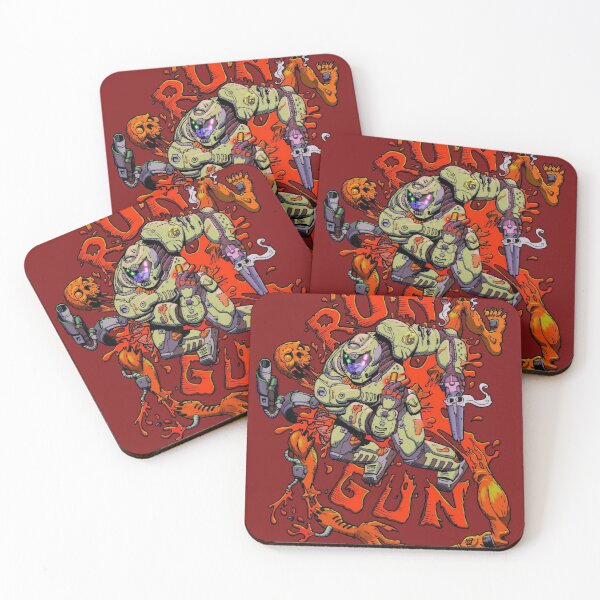 DOOM slayer (D_O_O_M) RUN and KILL! Coasters (Set of 4)