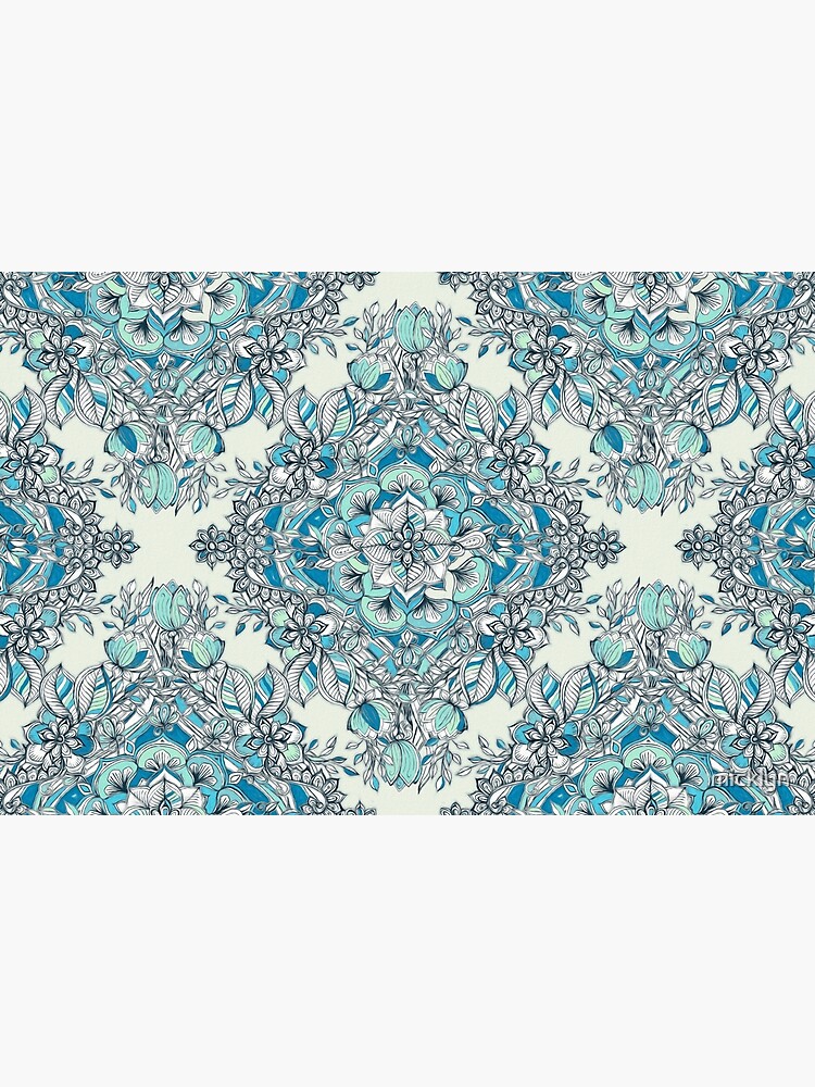 Floral Diamond Doodle in Teal and Turquoise by micklyn