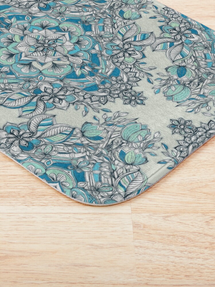 Alternate view of Floral Diamond Doodle in Teal and Turquoise Bath Mat