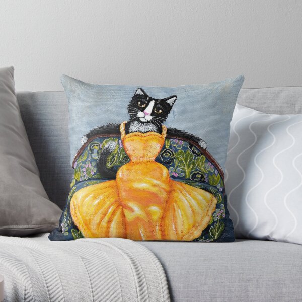 Ameowican Gothic Calico And Tuxedo Cat Throw Pillow Cushion Cover