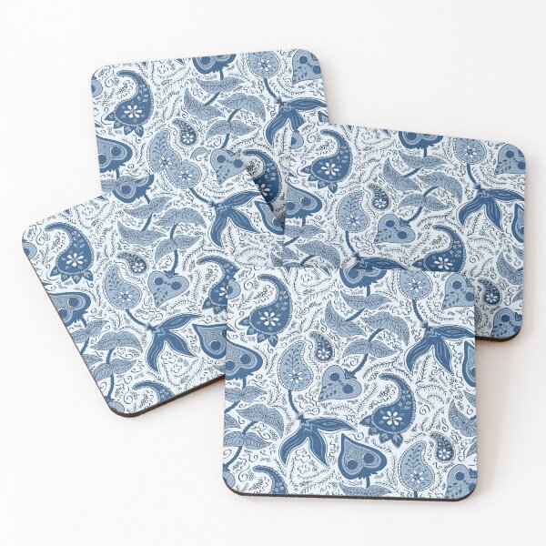 Item preview, Classic Blue Hand Drawn Paisley and Leaf Pattern designed and sold by vinpauld.