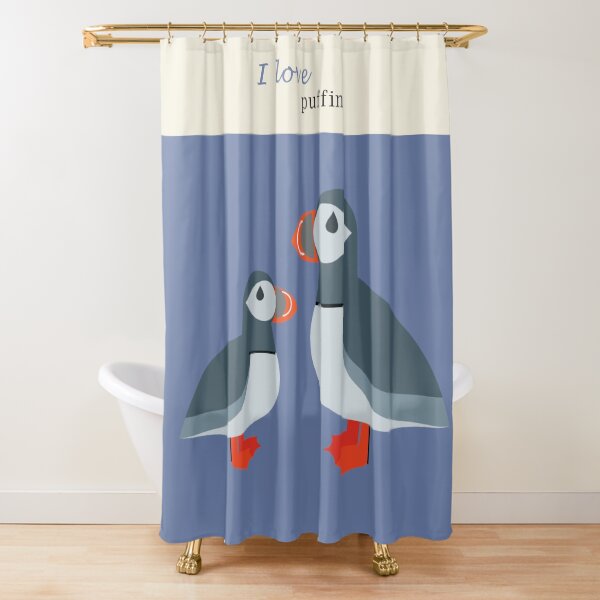 I Love Puffins Shower Curtain