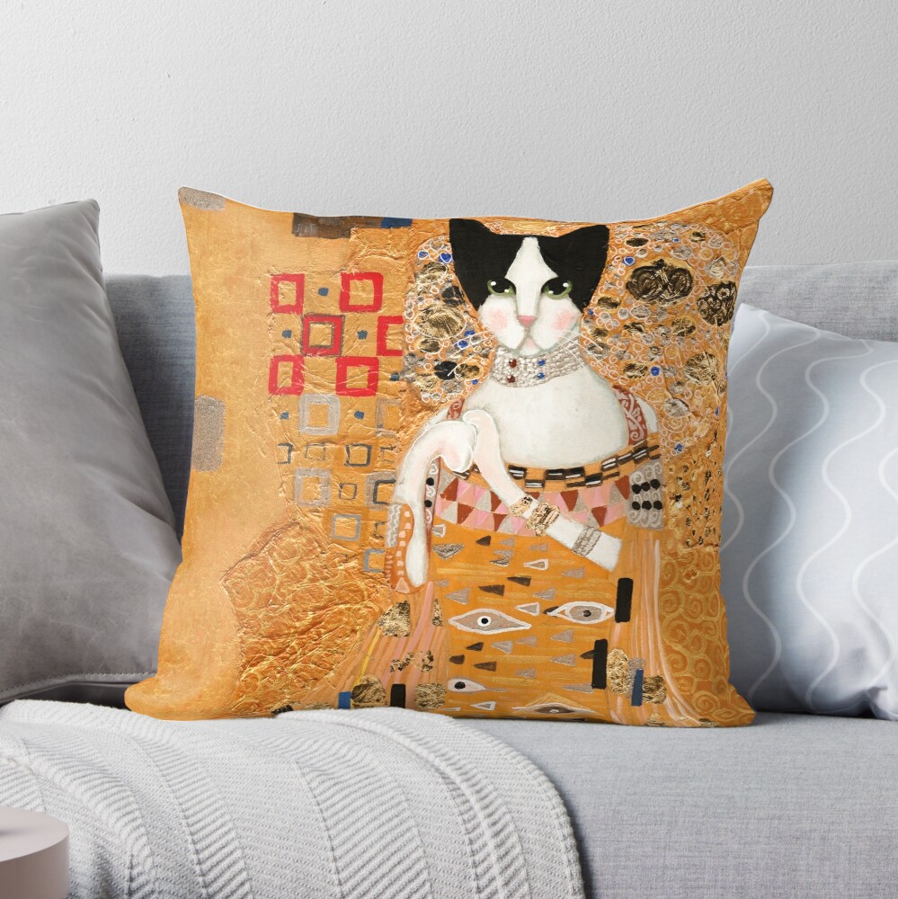 Ameowican Gothic Calico And Tuxedo Cat Throw Pillow Cushion Cover