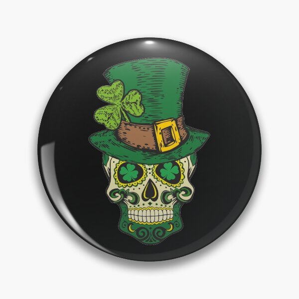Item preview, Sugar Skull Saint Patrick's Day Skeleton in Leprechaun Green Hat with Lucky Shamrock designed and sold by alenaz.