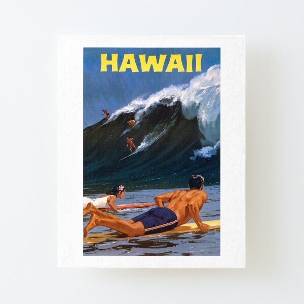 Hawaii Vintage Travel Poster Restored Canvas Mounted Print