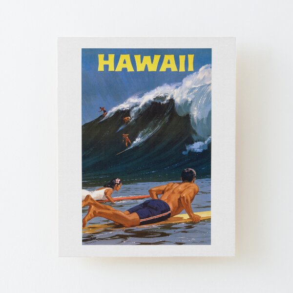 Hawaii Vintage Travel Poster Restored Wood Mounted Print