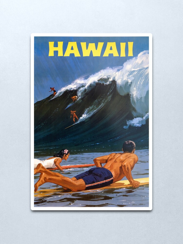 Alternative Ansicht von Hawaii Vintage Reiseplakat restauriert Metallbild