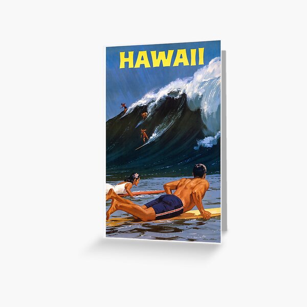 Hawaii Vintage Travel Poster Restored Greeting Card