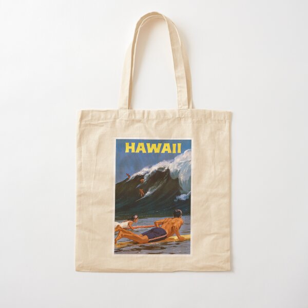 Hawaii Vintage Travel Poster Restored Cotton Tote Bag