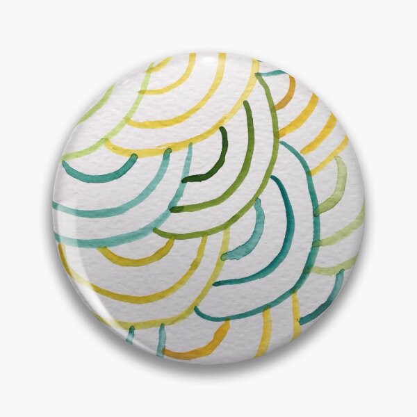 Item preview, Concentric Watercolor half circles in yellow and green pattern designed and sold by artsome-design.