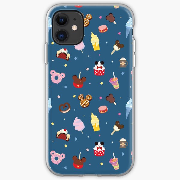 Magic Treat Blue Pattern with Food and Drinks from Theme Park iPhone Soft Case