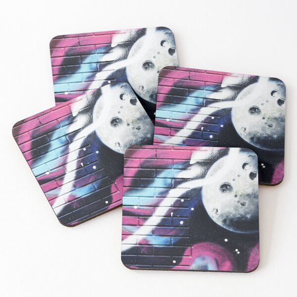 Item preview, Graffiti moon purple and blue face mask  designed and sold by Tropical Blood.