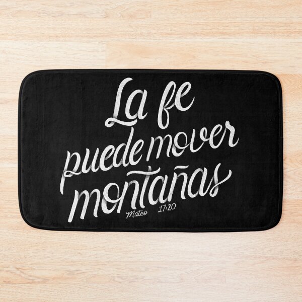 Item preview, La fe puede mover montañas. Mateo 17:20 - Spanish Bible Verse - Black Background designed and sold by GraphicsbyNel.
