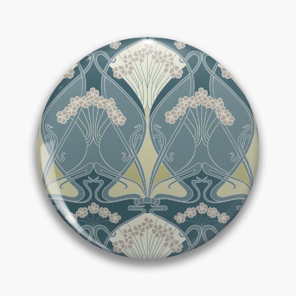 Item preview, Blue Gray, Ivory, and Olive Green Art Nouveau Vintage Floral Pattern designed and sold by Eyestigmatic.