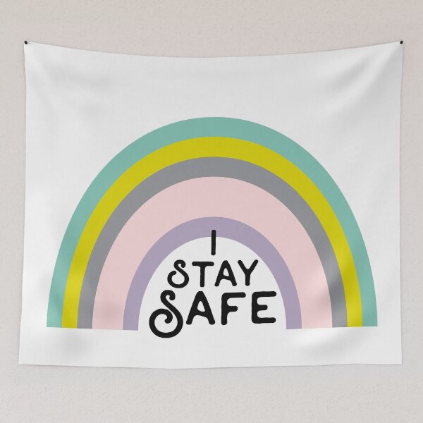 Item preview, "stay safe" rainbow illustration designed and sold by PinkNounou.