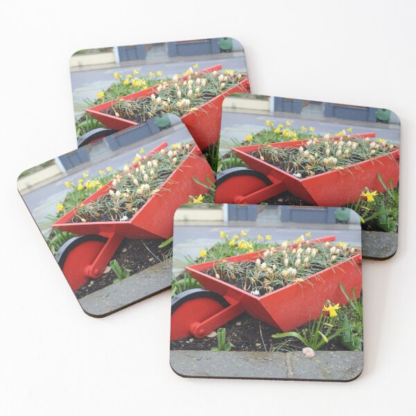 Item preview, Red wheelbarrow with spring flowers designed and sold by pinkal.