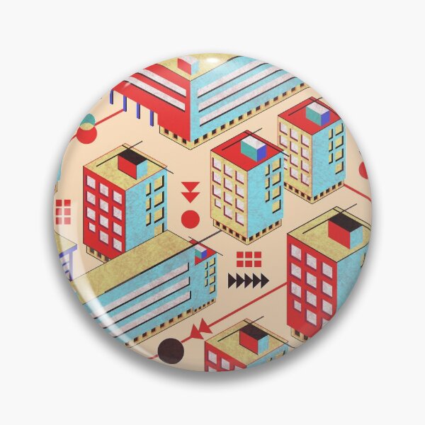 Item preview, Bauhaus City Architecture with Buildings in Bright Primary Colors designed and sold by vinpauld.
