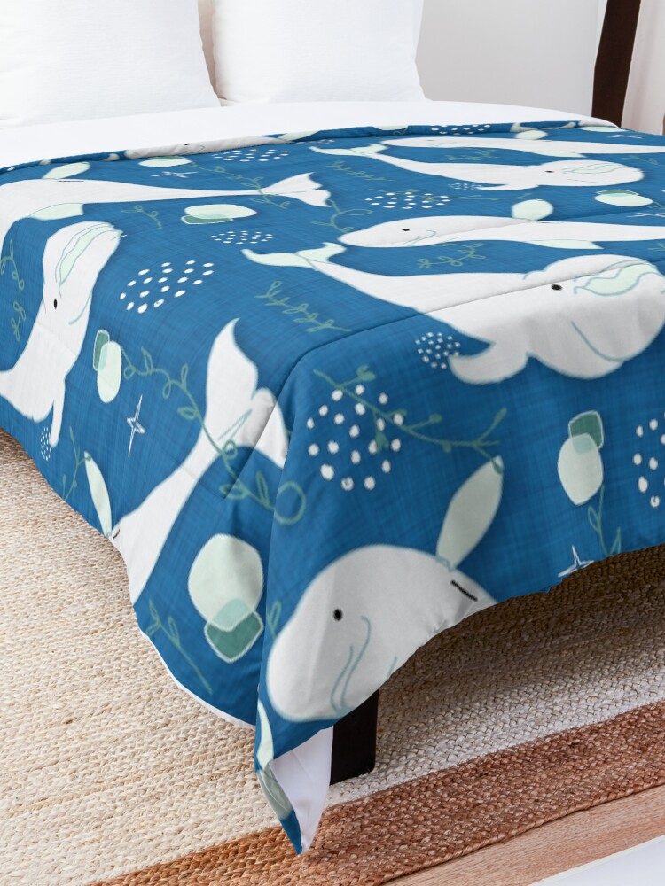 Alternate view of Beluga Whale Blue #homedecor Comforter