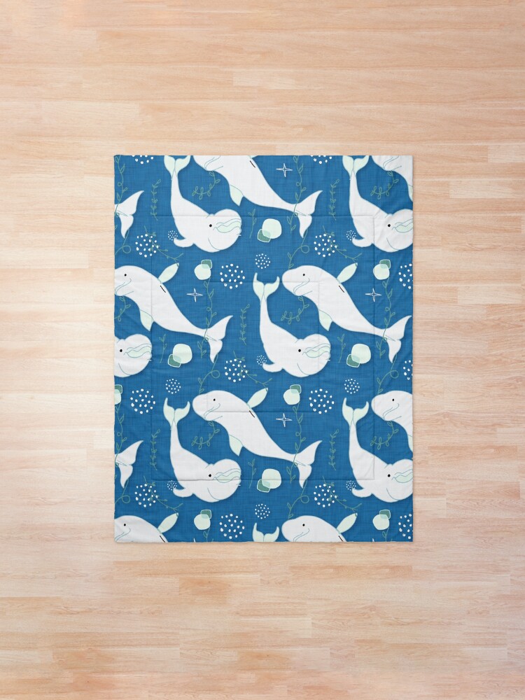 Alternate view of Beluga Whale Blue #homedecor Comforter