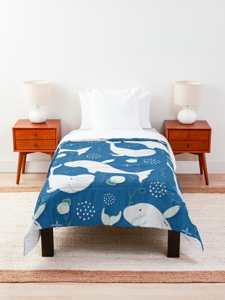 Alternate view of Beluga Whale Blue #homedecor Comforter