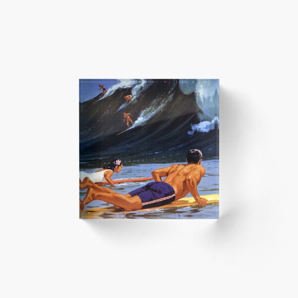 Hawaii Vintage Travel Poster Restored Acrylic Block
