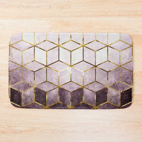 Item preview, Elegant Geometric Purple Cubes with Gold Lining designed and sold by KA DESIGNS.
