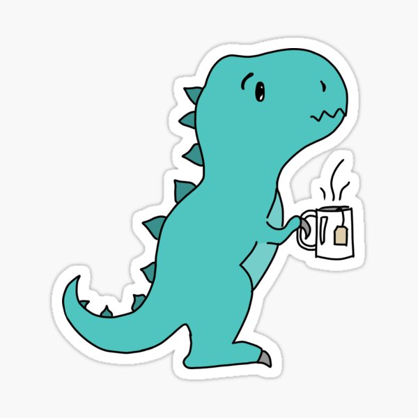 Turquoise Tea-Rex Dinosaur Sticker