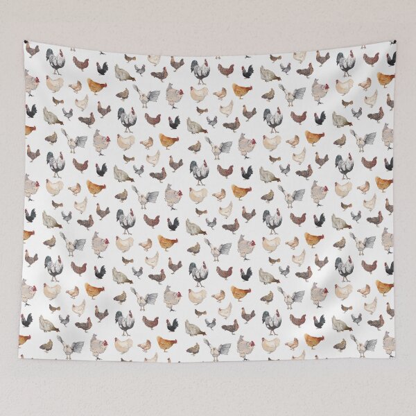 Item preview, Chicken Happy print on white background designed and sold by NormaJeaneStudio.