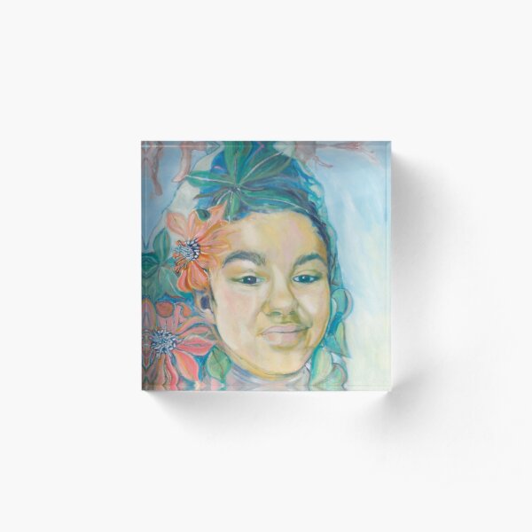 Woman with flowers Acrylic Block