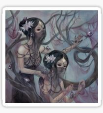 collecting silk from crystal spiders Sticker