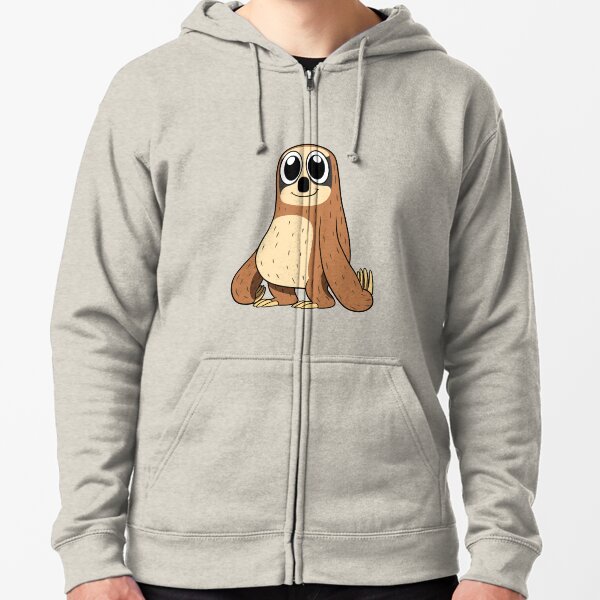 Happy Cartoon Sloth Zipped Hoodie