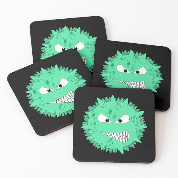Item preview, Angry turquoise virus with fierce eyes designed and sold by NerdySherds.