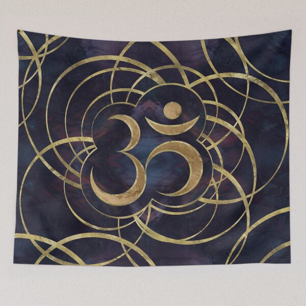 Item preview, Geometric Om Symbol Gold and Labradorite designed and sold by Nartissima.