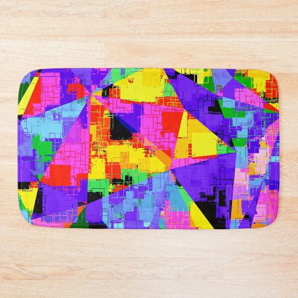 Item preview, geometric triangle abstract background in purple blue pink yellow designed and sold by Mrvell.