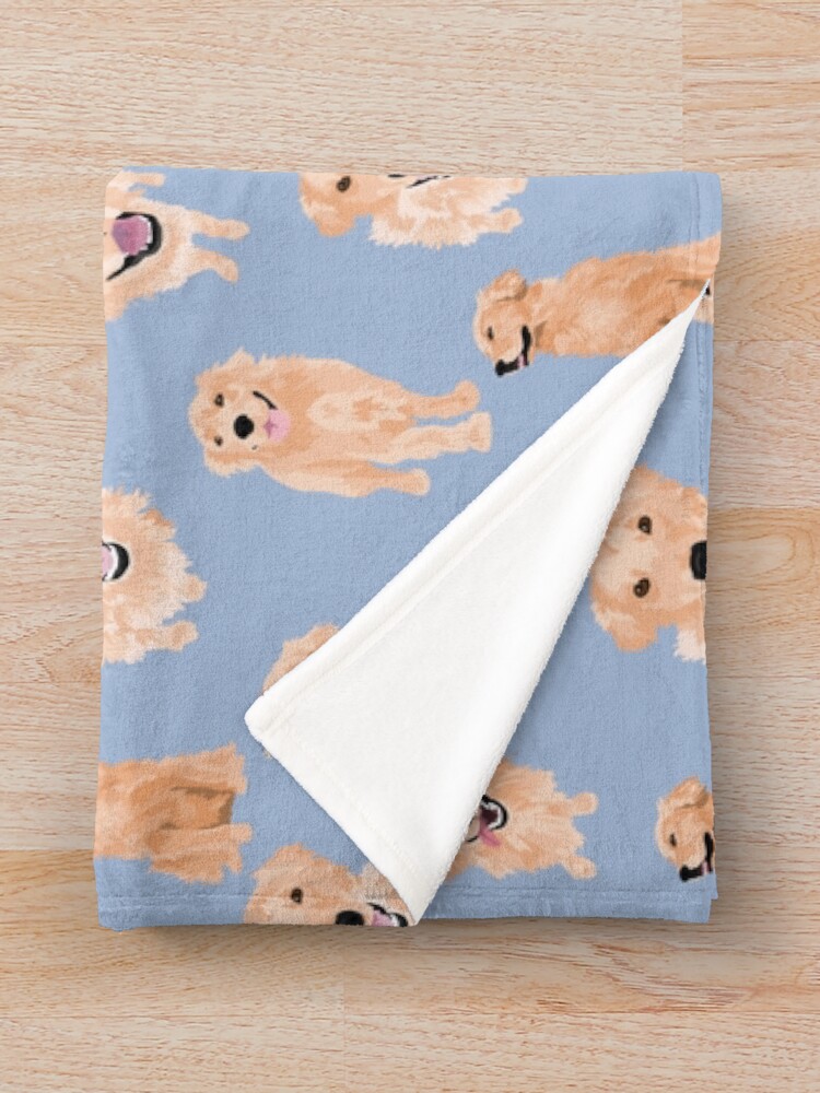 "Golden Retrievers on Blue" Throw Blanket for Sale by ArtofACoonhound