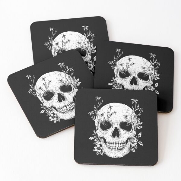 Item preview, Flowers on Skull - Black Background designed and sold by episodicDrawing.