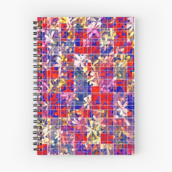 Item preview, blooming flower with square pattern abstract in red and blue designed and sold by Mrvell.