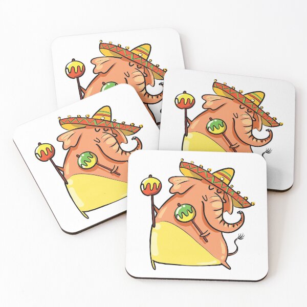 Item preview, Funny Elephant With Mexican Sombrero and Maracas designed and sold by AnastasiaDesign.